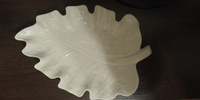 Блюдо для сервировки из керамики "Лист", тарелка для подачи, цвет белый, размер 30х20х2,5 см #144, Елена З.