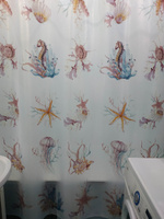 Штора для ванной комнаты и душа текстильная водоотталкивающая 180х200 см полиэстер / штора тканевая в ванну #52, Дмитриева С.