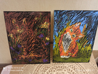 Набор для творчества цветная гравюра скретч картина LORI Пушистые друзья, 18х24 см, 4 шт в комплекте #8, Анна Д.