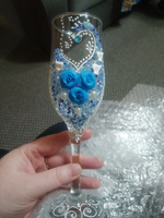 Свадебные бокалы для шампанского "Сердце" в голубом цвете #7, Светлана П.
