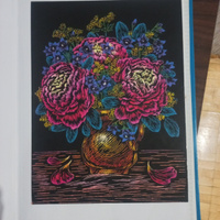 Набор для творчества цветная гравюра скретч картина LORI Цветочная сказка, 18х24 см, 4 шт в комплекте #7, Алена М.