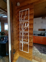 Панно настенное "Птицы на ветке" из дерева для интерьера. Декор для дома на стену белый #8, Елена М.
