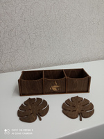 Комплект подставка для чайных пакетиков , 3 секции, цвет коричневый + подставка под кружку. В собранном виде #3, Елена М.