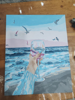 Картина по номерам холст на подрамнике 40х50 "С бокалом у моря" #83, Екатерина Л.