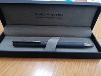 Ручка подарочная шариковая автоматическая Bruno Visconti " BERGAMO", синяя, 0.7, Soft Touch металлическая / премиальная ручка в сером металлическом корпусе в футляре / подарок мужчине #7, Елена Ф.