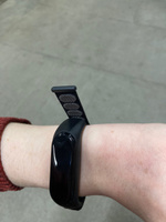 Нейлоновый ремешок для фитнес браслета Xiaomi Mi Band 5-6-7 / Спортивный браслет для умных смарт часов / Тканевый ремень для фитнес трекера на липучке / Черный #42, Валерия З.