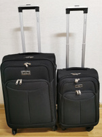 Набор чемоданов на колесах S + M (маленький и средний), черный - Чемодан тканевый, семейный Lcase #2, Елена Е.