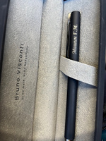 Ручка подарочная шариковая автоматическая Bruno Visconti " BERGAMO", синяя, 0.7, Soft Touch металлическая / премиальная ручка в черном металлическом корпусе в футляре / подарок мужчине #1, Надежда К.