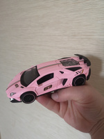 Машинка металлическая инерционная, игрушка детская для мальчика коллекционная модель 1:32 Lamborghini Aventador ; Ламборджини розовый #6, Светлана И
