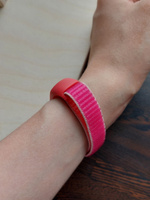 Нейлоновый ремешок для фитнес браслета Xiaomi Mi Band 5-6-7 / Спортивный браслет для умных смарт часов / Тканевый ремень для фитнес трекера на липучке / Розовый #41, Мария Т.