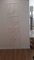 Панно настенное "Птицы на ветке" из дерева для интерьера. Декор для дома на стену белый #1, Винера И.